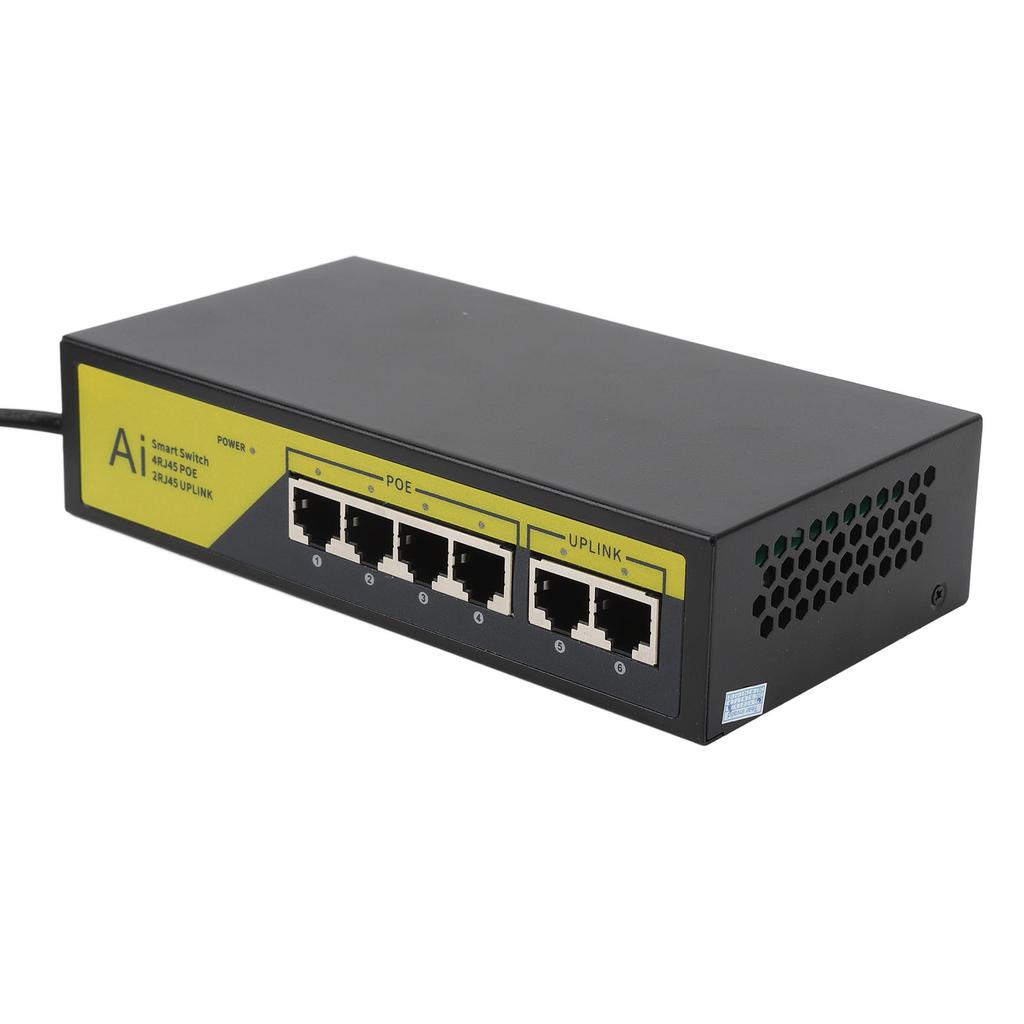 6 Port PoE Switch 4 10 100mbps POE Ports 2 10 100mbps UP Link Ports At 65W for IP Cameras WLAN Access Points IP Phones