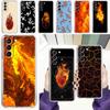 Phone Case For Samsung Galaxy S26 S25 S24 S23 S22 Ultra S20 S21 FE 5G Plus Soft Clear Cover Flame Pattern