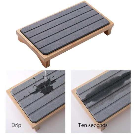 Water Absorbing Stone Tray Leak-Proof Diatomaceous Earth Stone Mat for Kitchen Countertops Quick Drying Soap Dish Organizer Vanity Mat