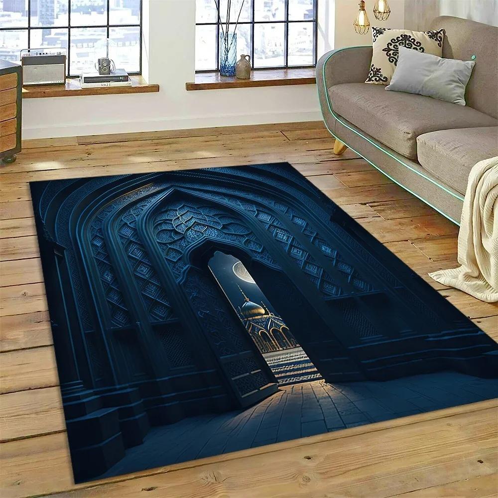 Muslimischer Islam Gebetsteppich zur Wohnzimmerdekoration Teppiche Zuhause Sofa Kaffeetisch Rutschfest Schlafzimmer Bettseite Bodenmatte Waschbar