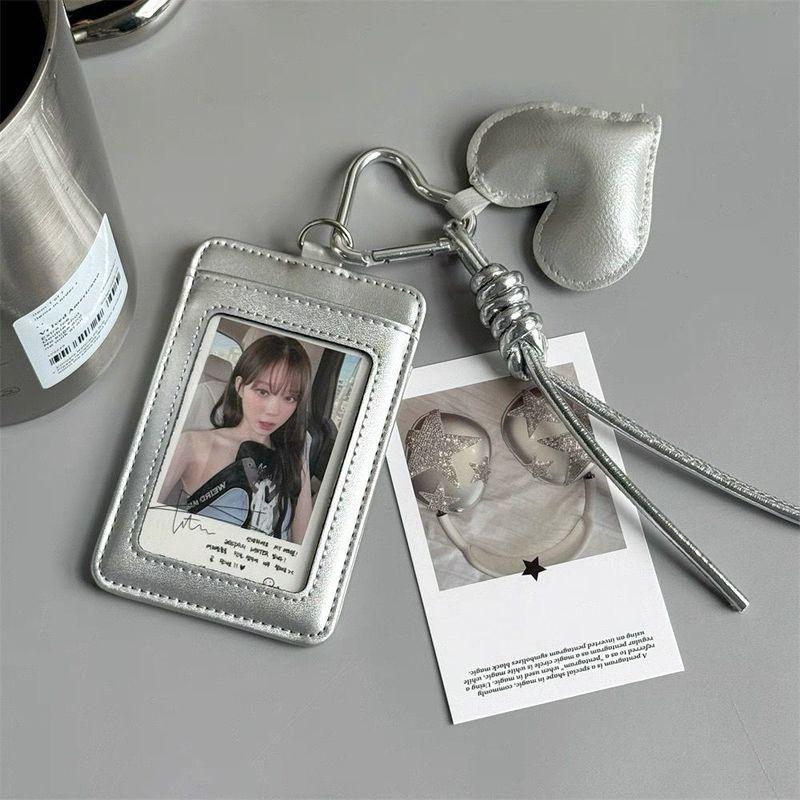 PU Leather Card Holder Idol Photocard Holder Keychain Idol Photo Cards Sleeve Photo Display Pendant Cards Cover