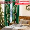 2D Flat Printing,2pcs Emerald Butterfly Popular Curtains Polyester Curtains Festive Decorative for Semi-transparent Curtains,