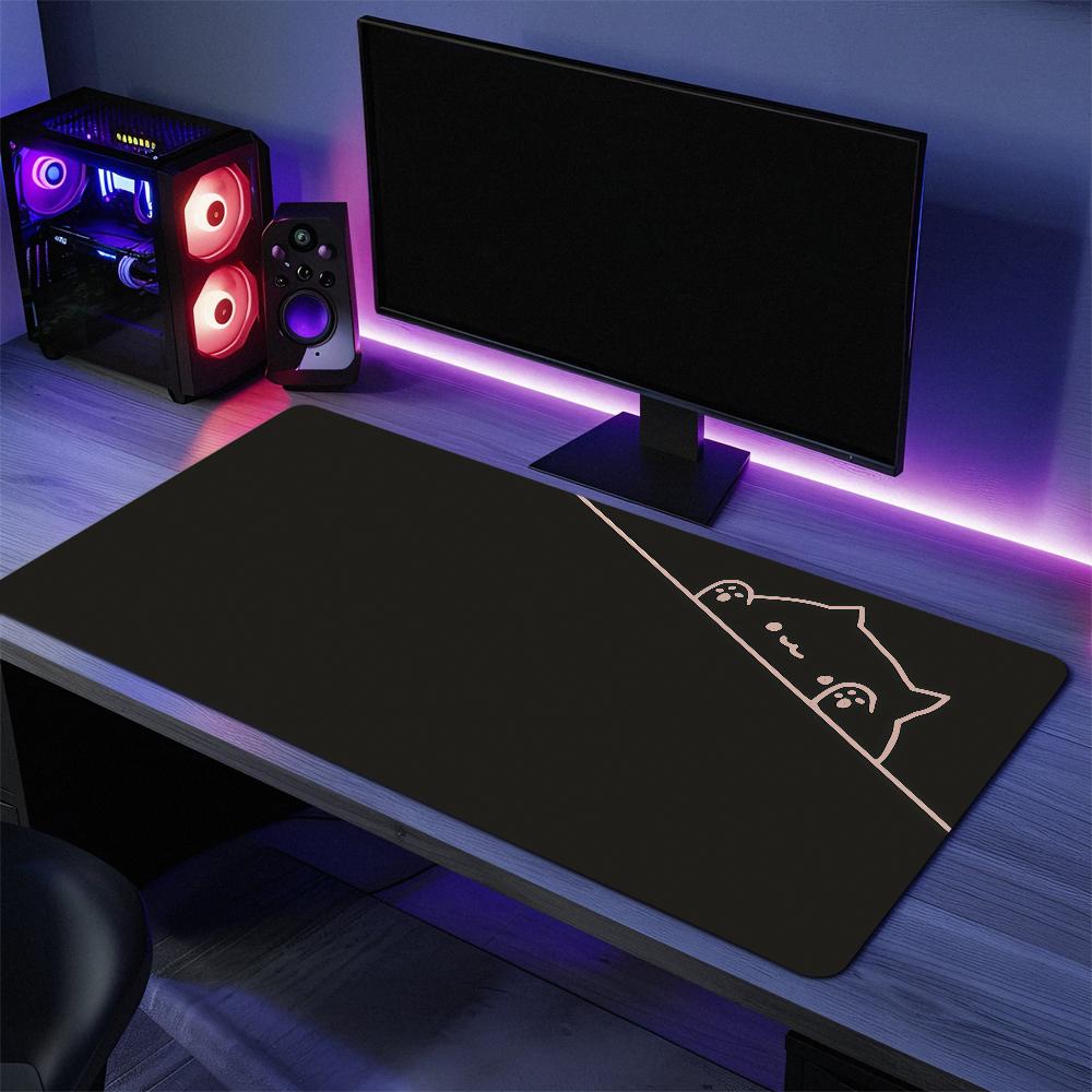 Bongo Cat with Paws In the Corner T Mouse Pad Large Desk Mat Keyboard Ergonomic Office Rubber PC Non-slip Anti-fray Home Custom