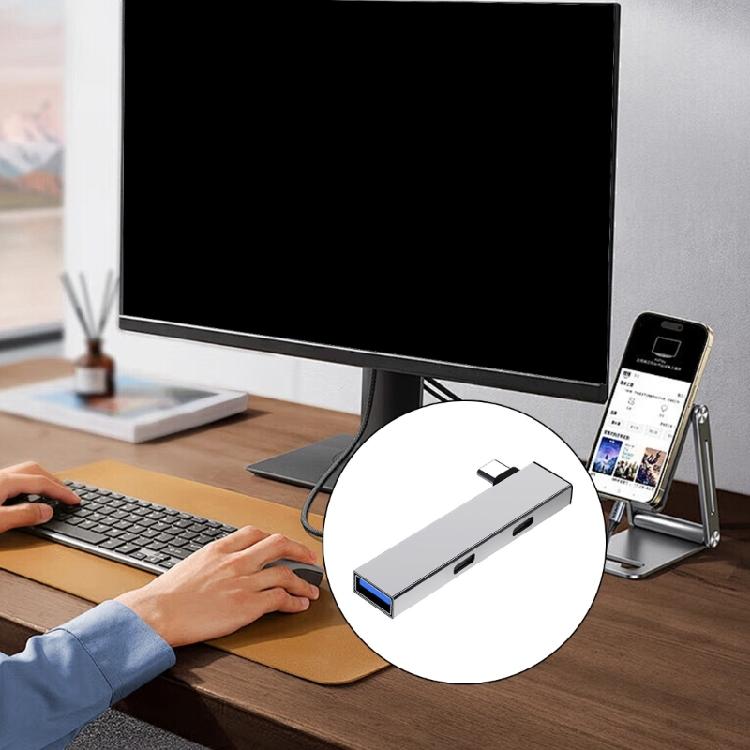 Portable USB C Hub Type C to Type C and USB Port USB Hub for Window Linux Androids Devices Fast Data Transmission