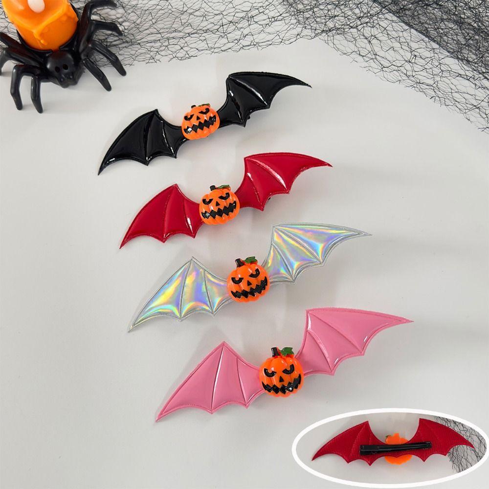 4PCS Y2k Halloween Hairpin Resin Bat Duckbill Side Clip Punk Bat Wings Hair Clip Girls