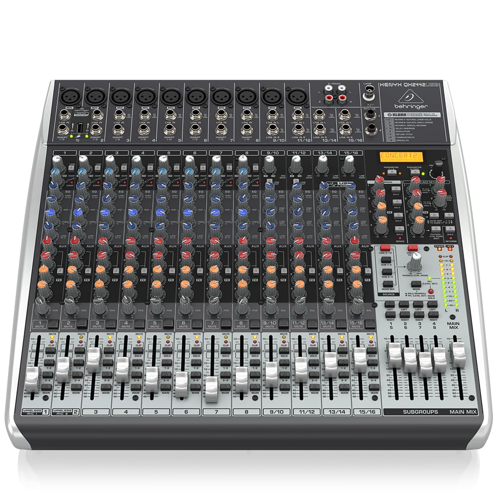 Behringer Analog Mixer 24 Channel 4 Bus 1 Knob CompEffectUSB Audio Interface XENYX QX2442USB