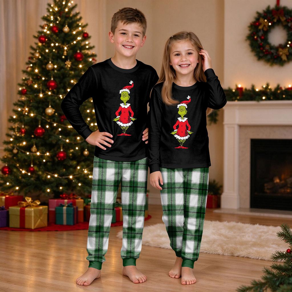 Christmas Print Crewneck Top and Jogger Pants Set Two Piece Holiday Casual Outfit