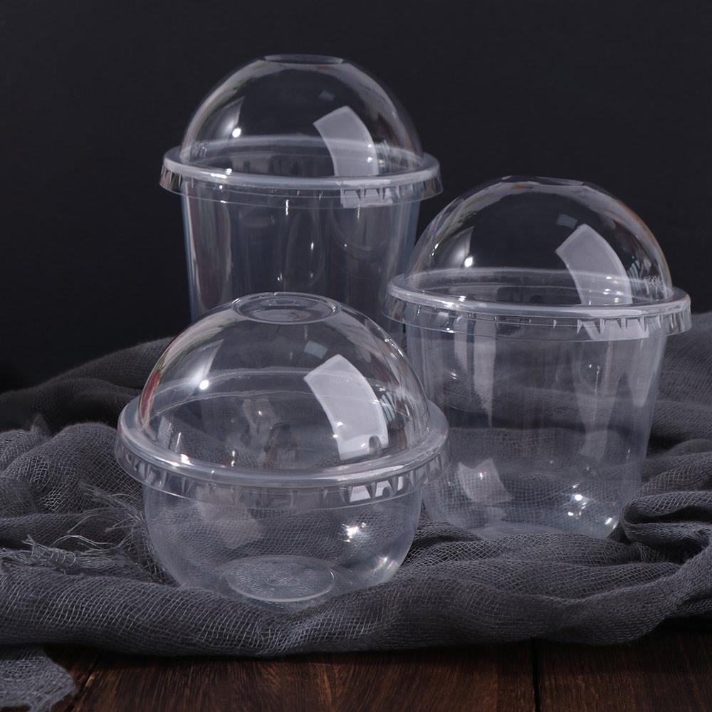50pcs 250/360/500ML Disposable Cake Cup Transparent Salad Cup Multipurpose Ice Cream Cup Business