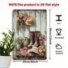 Vintage Iron Floral Boots  Hats Sign Rustic Farmhouse Wall Decor with Watering Can Designfor Farm Chicken Coop  Bathroom
