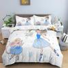 Ballet Dancer Girl Duvet Cover Set White Princess Bedding Set Cute Cartoon Bedclothes Queen King Size Polyester Comforter Cover
