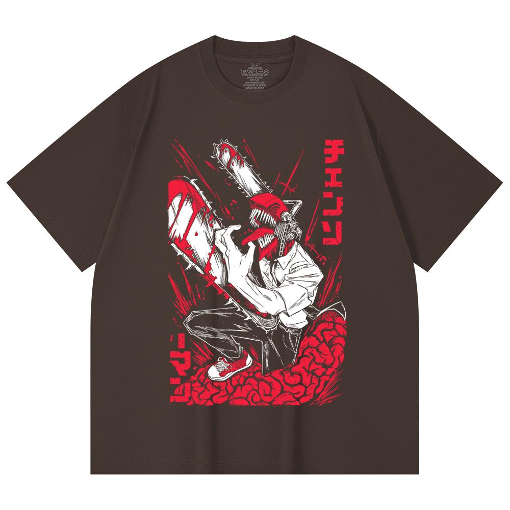 230 Gsm 100% Cotton Chainsaw Man V28 Denji Print Unisex Heavy Cotton T Shirt