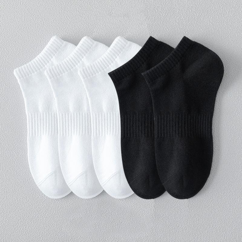 

5 Pairs 100% Cotton Summer Men s Boat Socks Black White Solid Colour Absorption Women Anti-Odor Breathable Low Cut Sports Socks EU38-45(US 6-12)