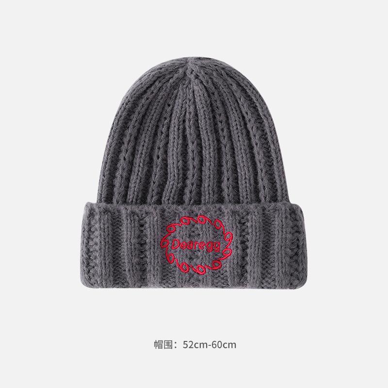 Alphabet Cloth Wool Hat Women's Autumn and Winter Face Small Windproof Ear Protection Cold Hat Fashionable Versatile Warm Knitted Hat
