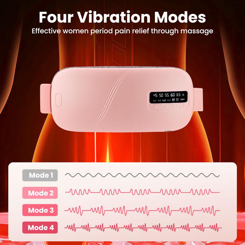 Women Period Heating Pad USB Charging Hot Compress Menstrual Pain Relief Artifact Vibration Massage Menstrual Uterus Warm Belt