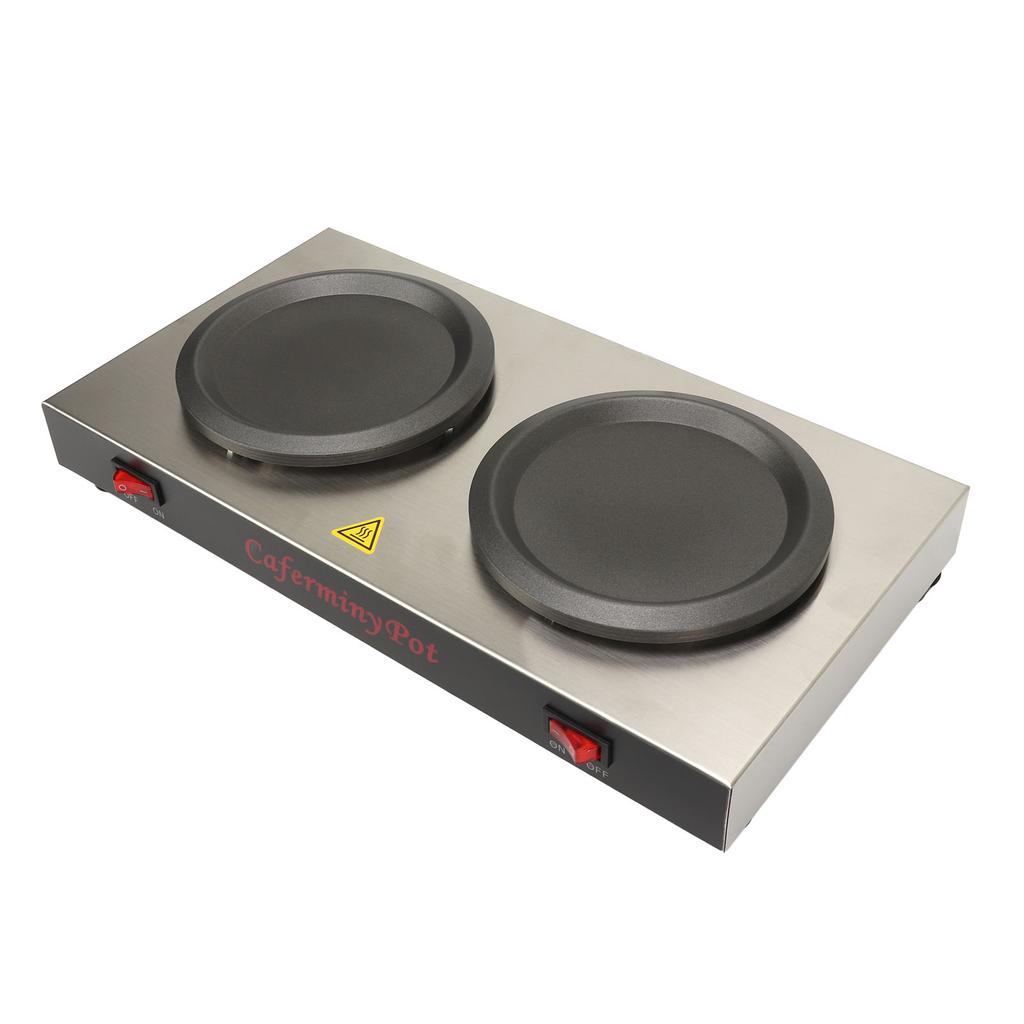 Aquecedor de Café Duplo Aquecedor de Cafeteira Comercial Dupla Chapa Quente Aço Inoxidável Portátil