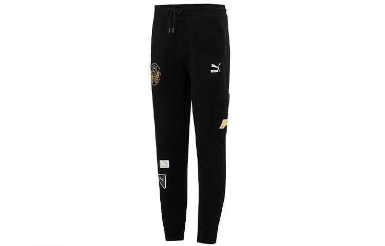 PUMA Mix Badge Knitted Sweatpants Unisex Black Moderate Cuffed Pants 537040-01 L