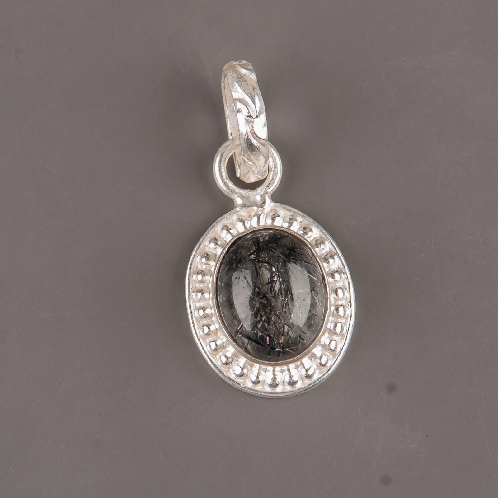 

Natural Black Rutile Gemstone 925 Sterling Silver Handmade Jewelry Pendant 1.20 PP-7-26