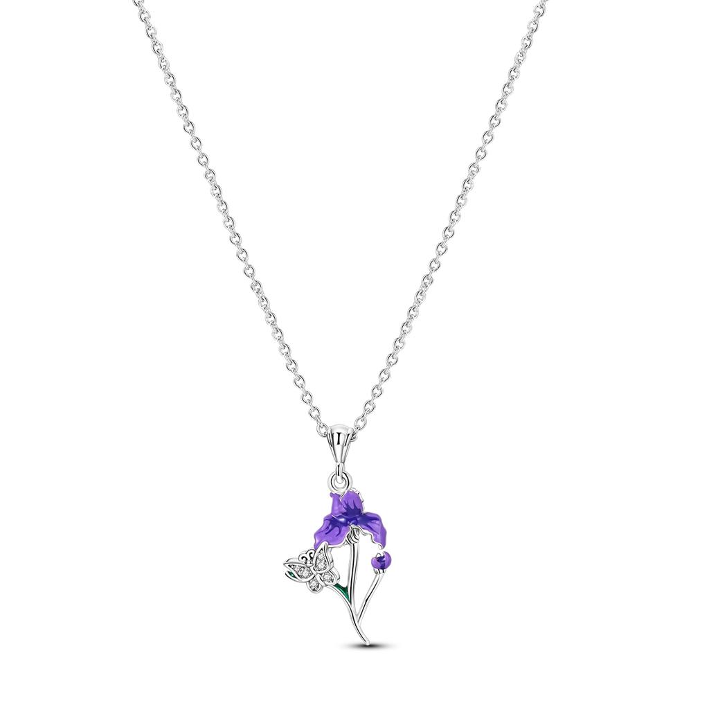 Necklace For Woman Wedding Fine Jewely 925 Silver Simple Basic Classic Butterfly Iris Heart Bear Cross Chain Necklace
