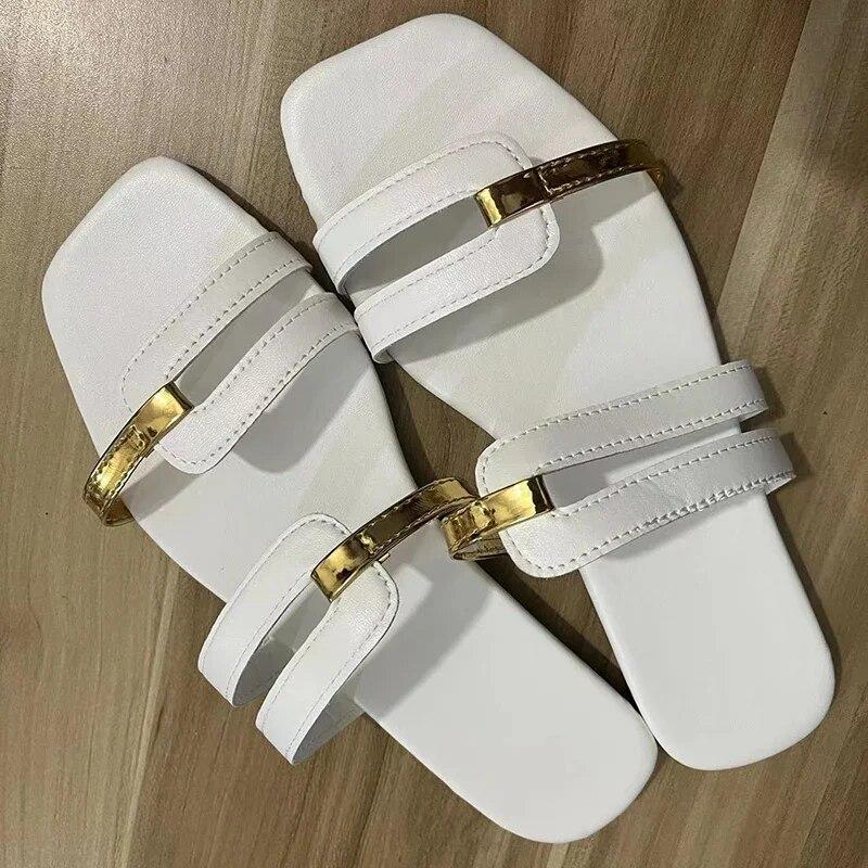 2026 New Women's Shoes Summer Flats Flip Flops Dress Shallow Casual Female Slides Rome Open-toe Women Slippers Slingback Sandals