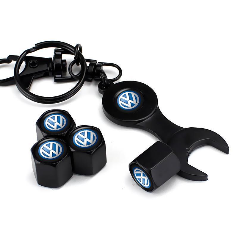 5pcs Metal Car Wheel Tire Valve Caps Case Tools Included For Volkswagen VW GTI Golf Polo Passat CC Tiguan T-ROC Jetta Taigo MK3 zf9