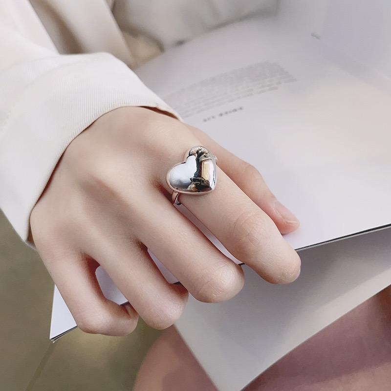 Copper Rings For Women Couple Minimalist Handmade Simple Big Heart Ring Fine Jewelry Gift Prevent Allergy