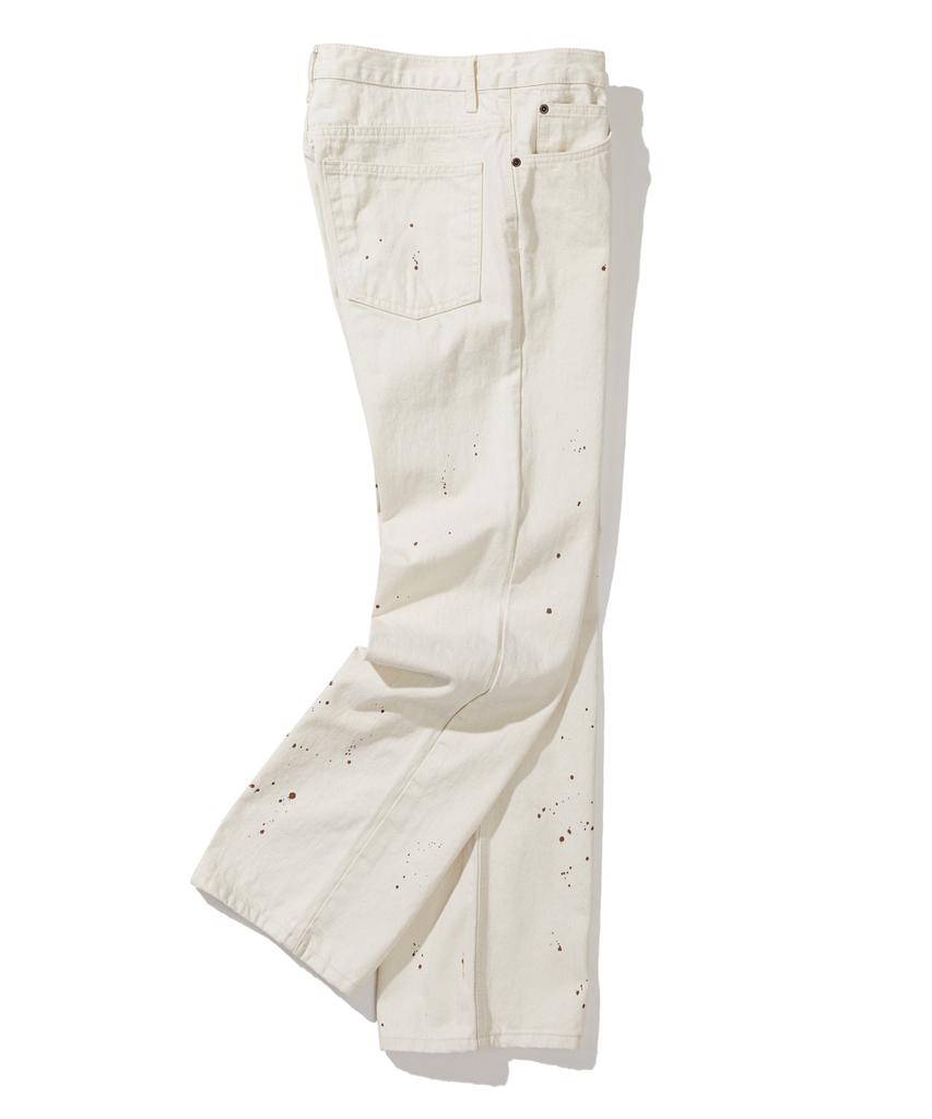 KND 97Lc Splatter Bootcut Denim Pants Ecru
