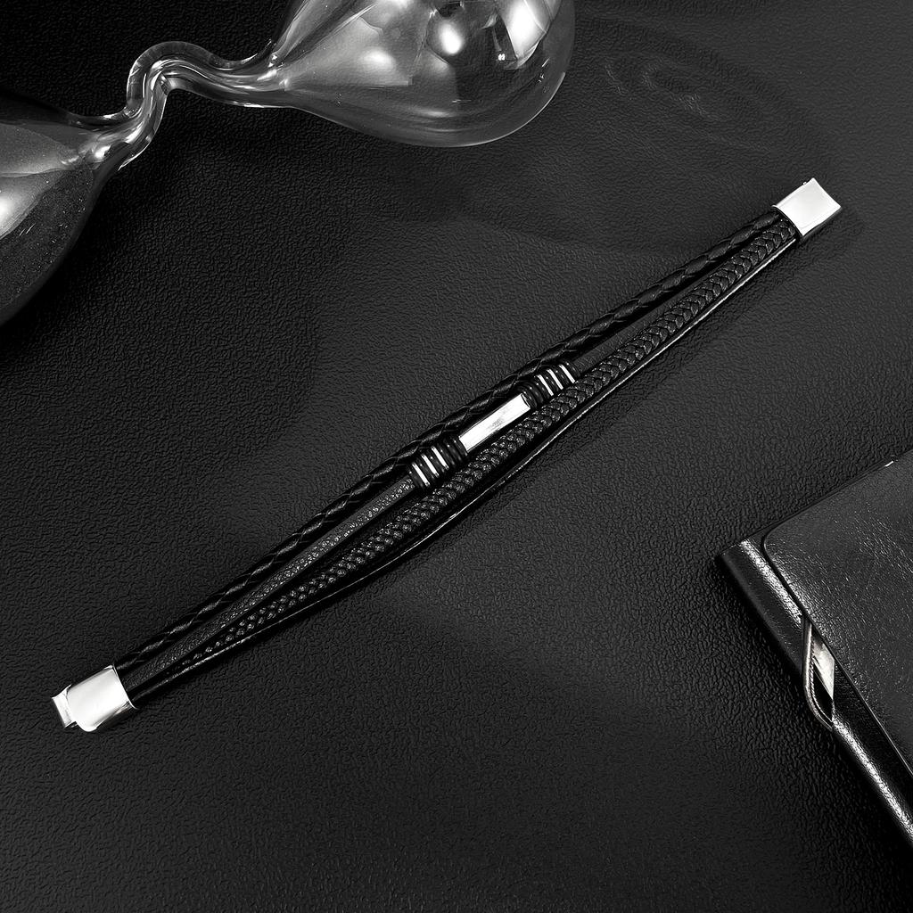 Leather Rope Bracelet Y2k Style Bracelets Black Hand Accessories for Man Stainless Steel Jewelry Thailand ALN25122978
