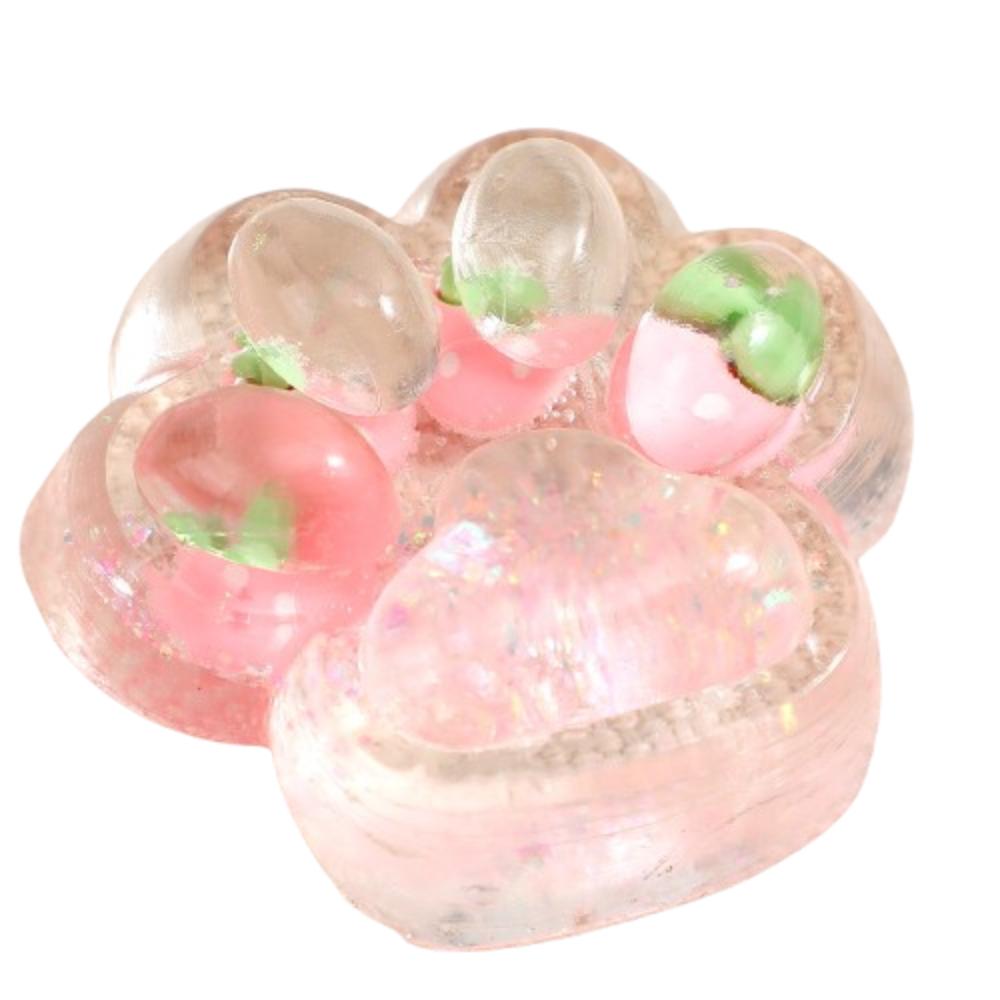

Strawberry Cartoon Fidget Toy Kneading Cat Paw Pinch Toy Fruit Cat Paw Squeeze Toy Practical Jokes розовый