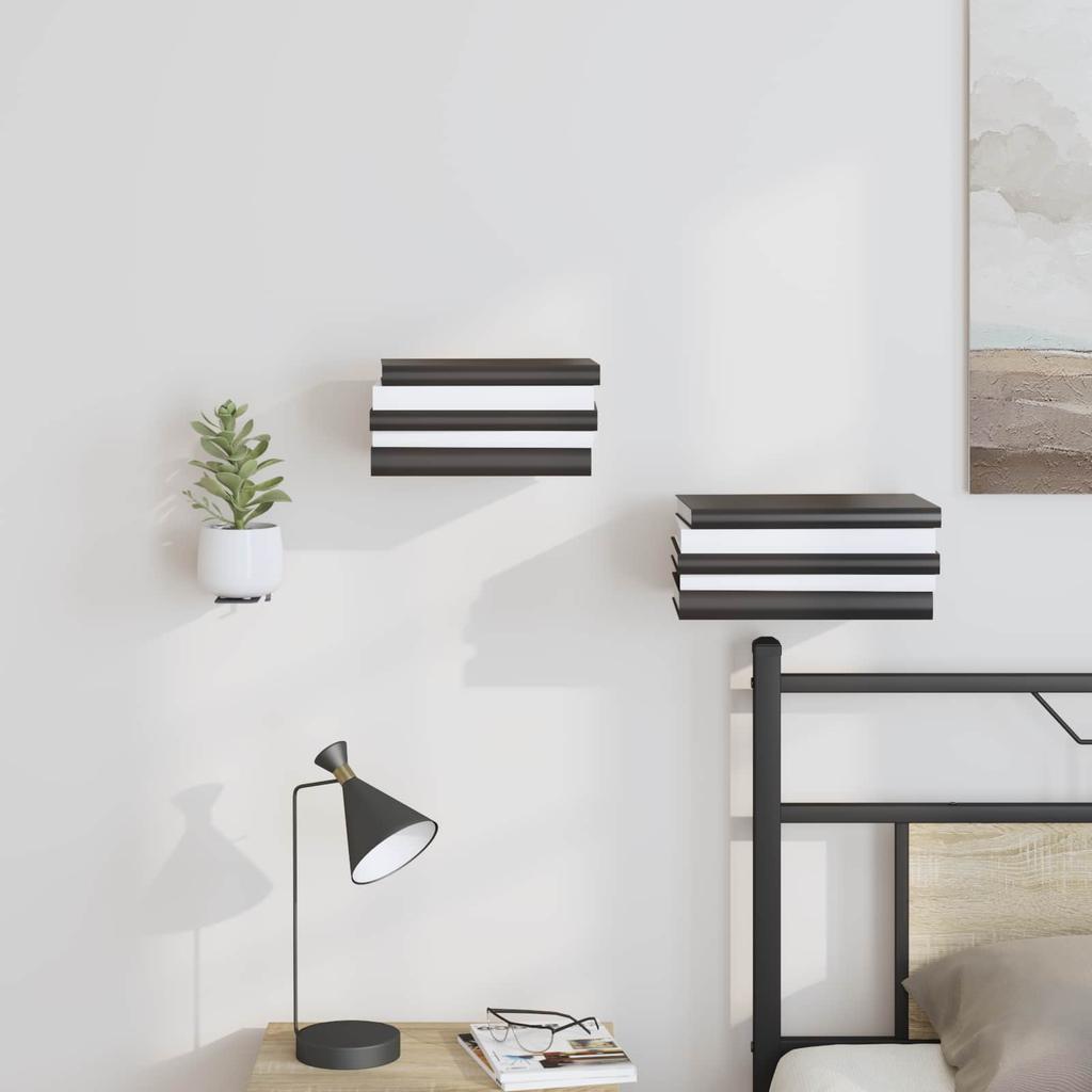 Floating Shelf with Shelf 24 pcs Black 6 x 10.8 x 6.6 cm