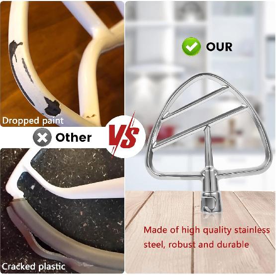 Dough Hook & Flat Beater Attachments for KitchenAid 4.5 QT Tilt-Head Stand Mixer, All Parts Dishwasher Safe