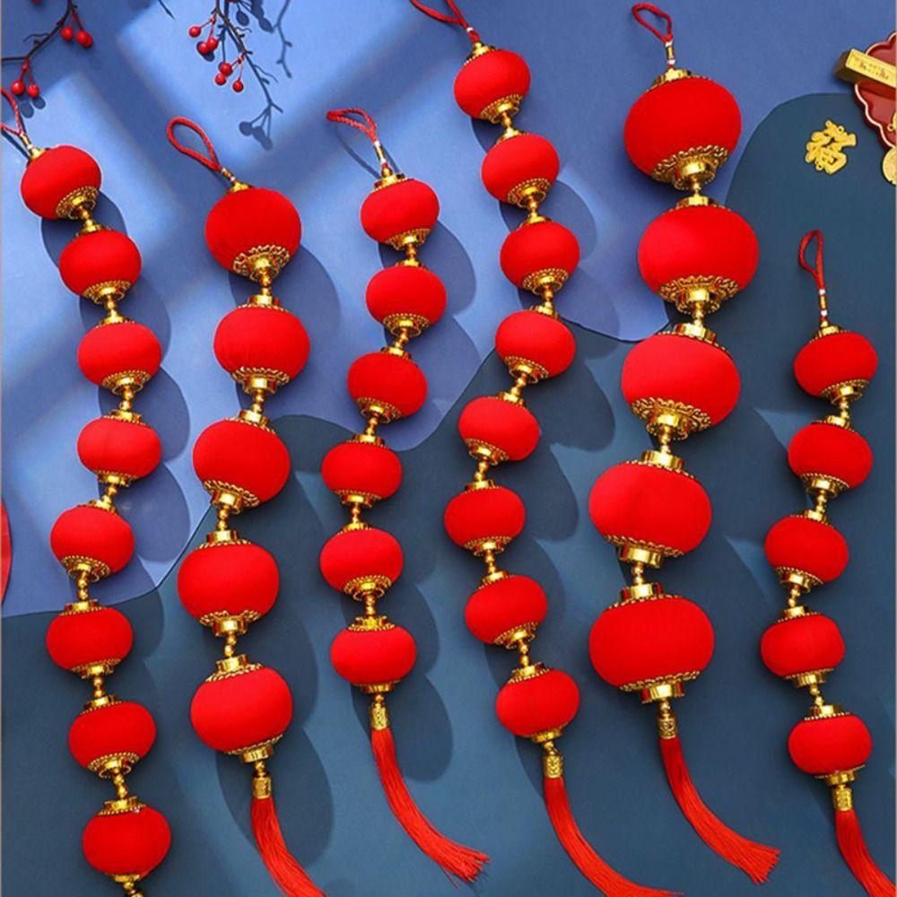 Fu Character Red Ball Lantern String Chinese Style Spring Festival Hanging Lantern  Spring Festival