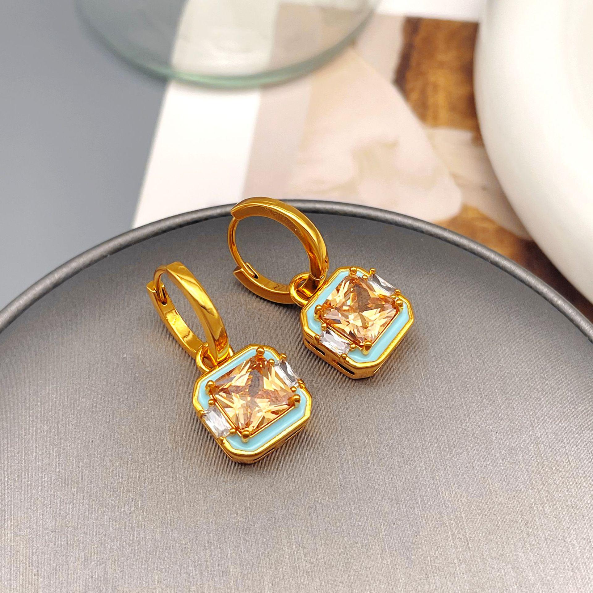 

Elegant French Retro Zircon Hoop Earrings for Women
