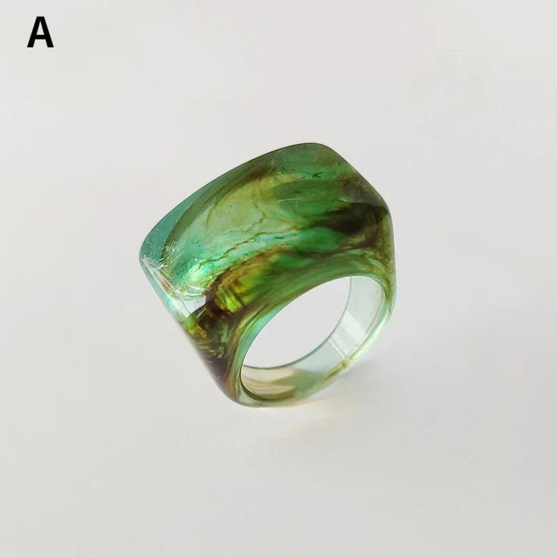 Mode Kreative Harz Acryl Ring Vintage Einfache Geometrische Quadratische Finger Ringe für Frauen Männer Schmuck
