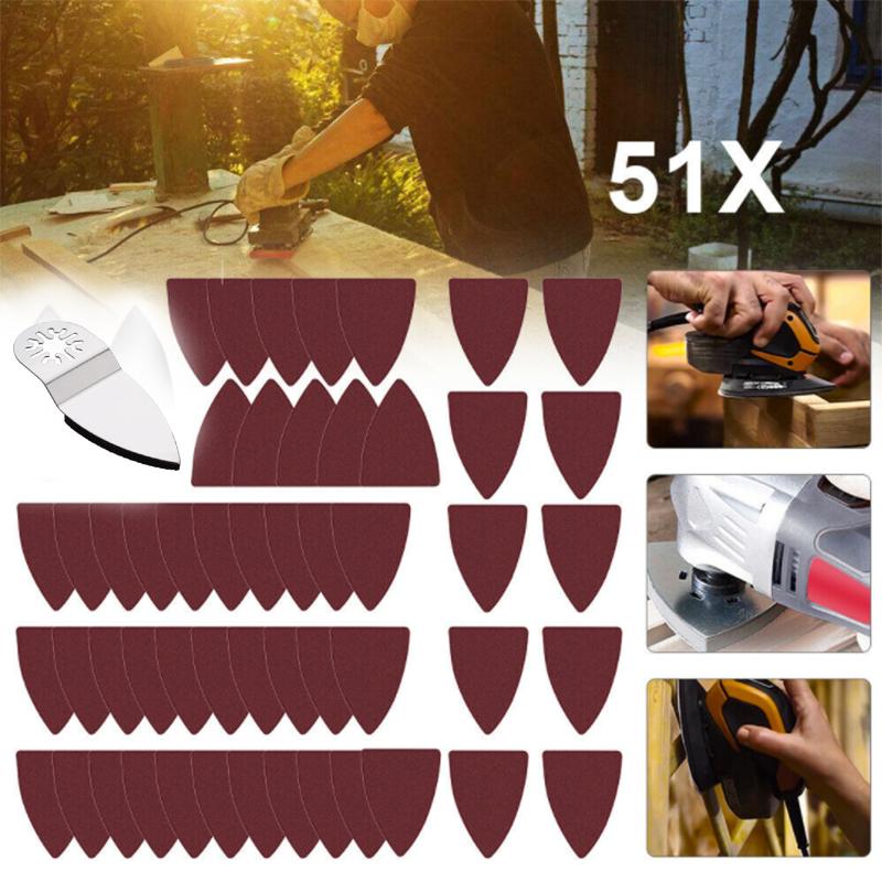 

PDTO 51 шт. новые треугольные шлифовальные листы для пальцев, набор шлифовальных дисков для многофункциональных инструментов