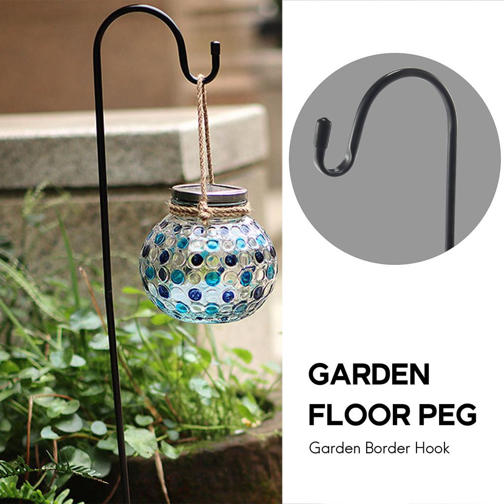 BHBL Shepherd Hooks Rust Garden Stake Outdoor Metal Plant Stand Hanger Bird Feeder Pole 120X10X1cm