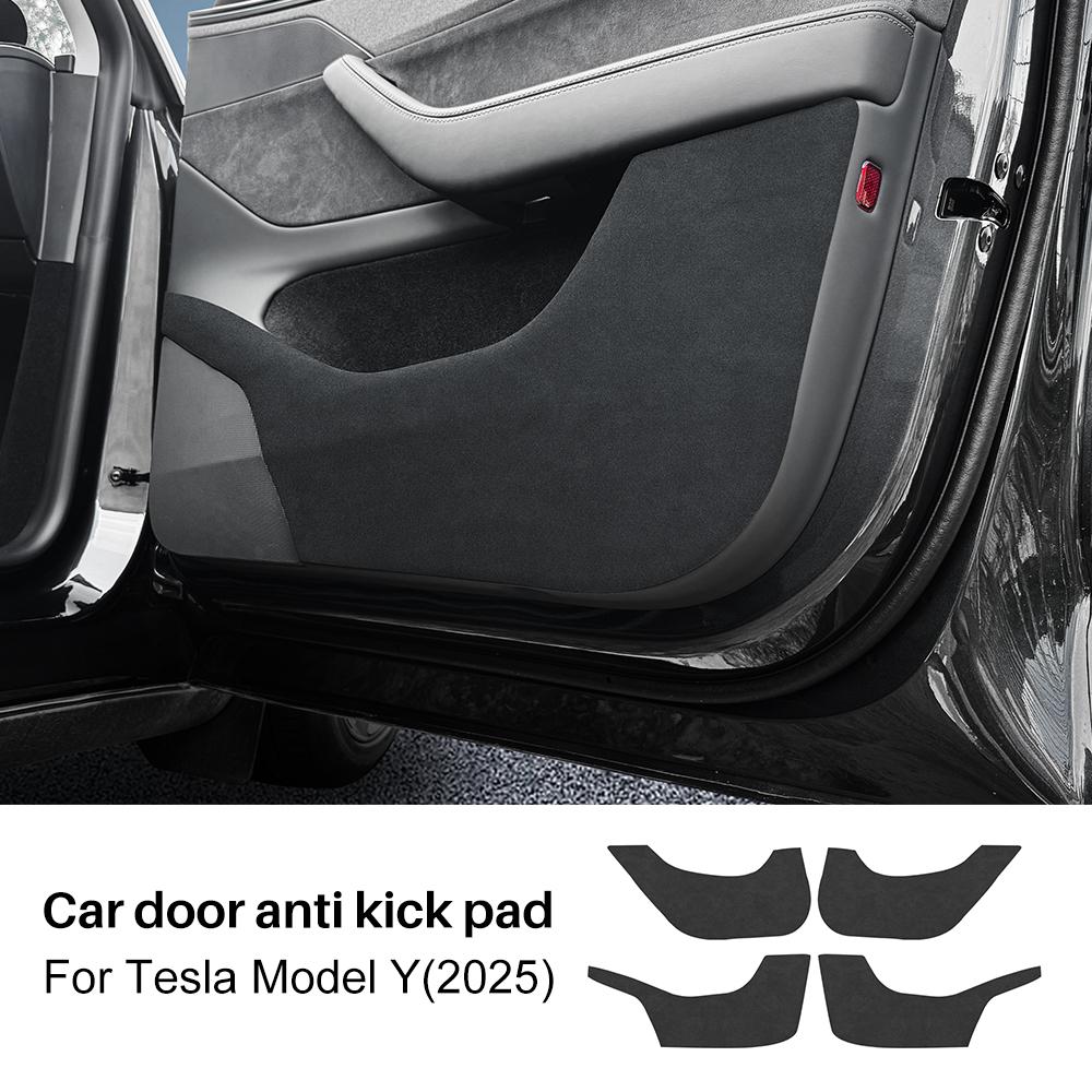 Suede Leather Door Anti-Kick Sticker For Tesla Model Y Juniper Launch 2025-UP Protector Cover Car Interior Decora Accessories