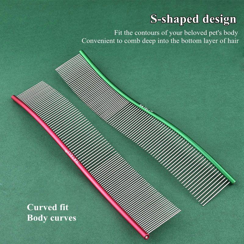 Color Stainless Steel Pet Comb Professional Pet Grooming Comb Dense Sparse Teeth Dog Cat Cleaning Brush Hair Removal 22cm Comb