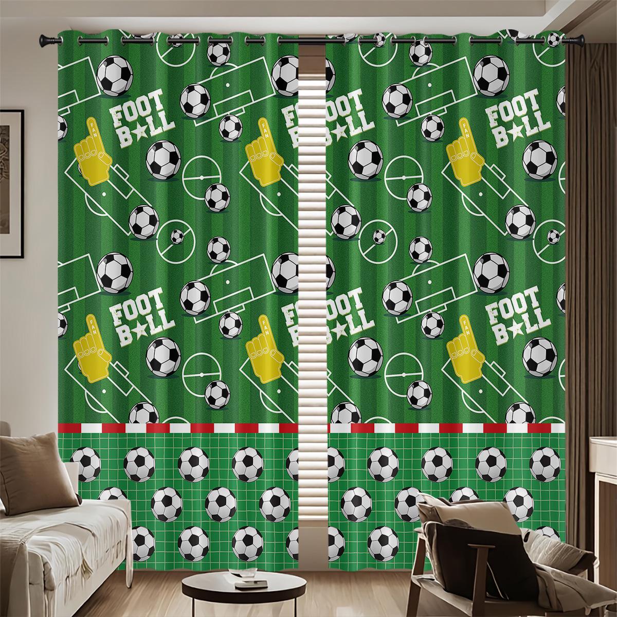 

World Cup Football Pattern Blackout Curtain for Boys Bedroom - High Heat Insulation, Custom Size Available 140x160 cm