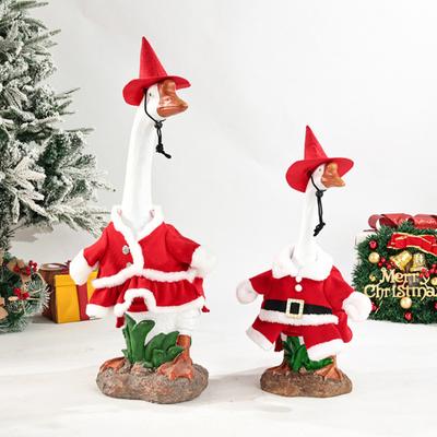 Christmas Porch Goose Outfits Red Skirt with Hat Outdoor Goose Xmas Costume Accessory for 17 Inch or 23 Inch Goose Statue