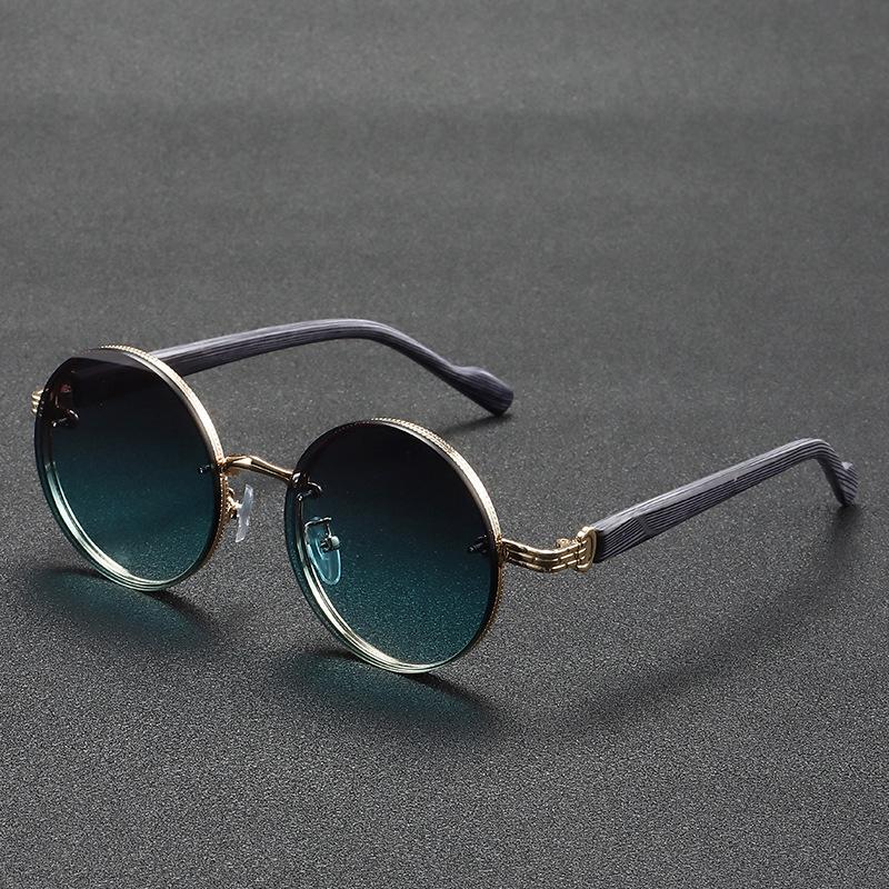 Ikke-polariserte Herre Dame Trendy Runde Innfatning Solbriller Oversized Trendy Gradient Glass Øyebeskyttelse