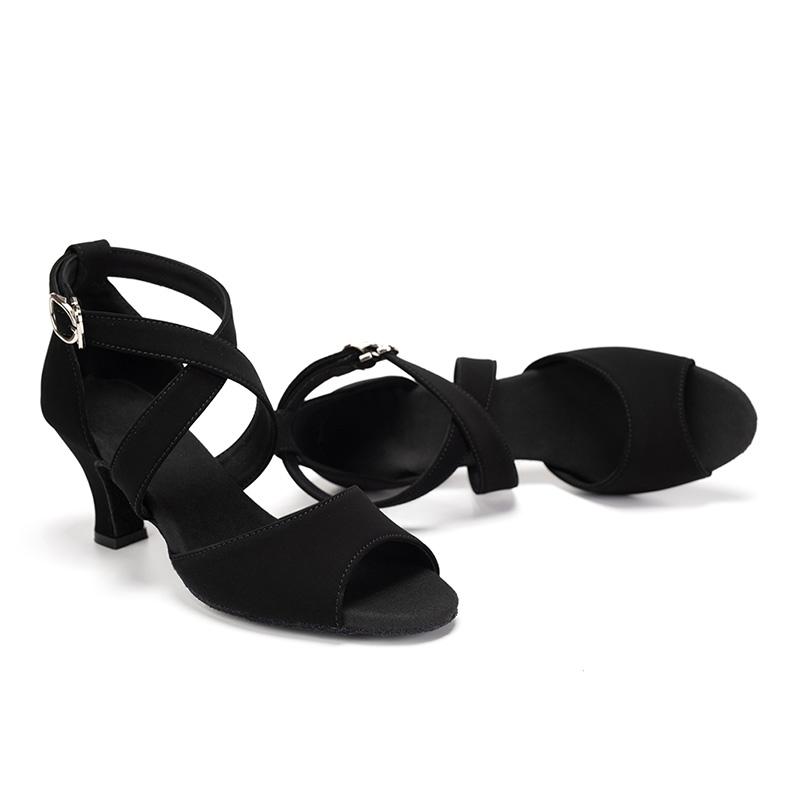 6.5CM Heel Ladies Women Girls Black Latin Tango Ballroom Dancing Shoes Salsa Indoor