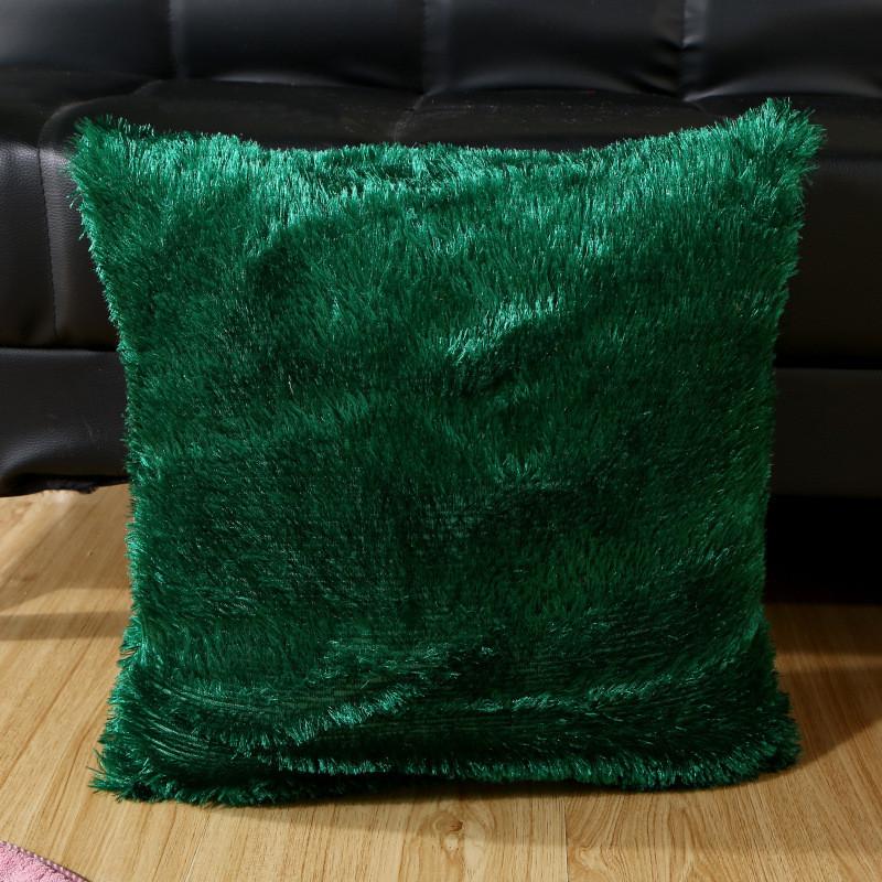 43x43cm Soft Long Plush Solid Color Sofa Winter Decoration Pillowcase Home Living Room Cushion Cover
