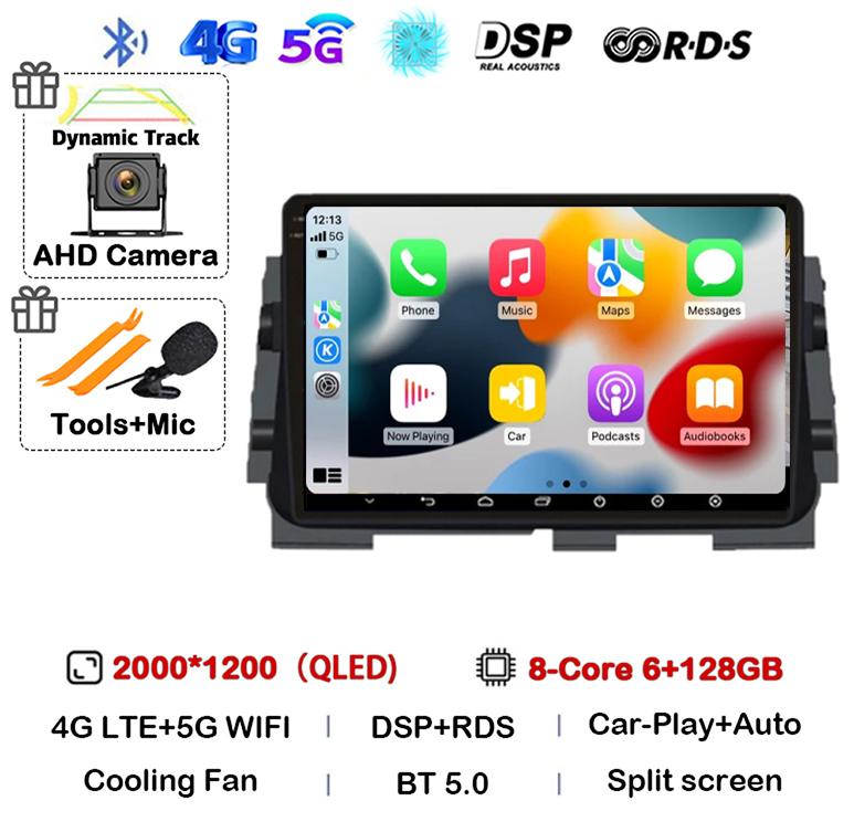 Android 14 Wireless Carplay+Auto For NISSAN MICRA KICKS 2017 2018 2019 Car Radio Multimedia DSP Video Player GPS Navi 360 Camera