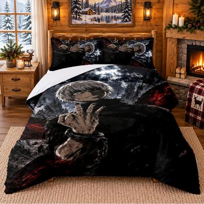 Tokyo Ghoul Pattern Bedding 3Pcs Set Bed Sheet And Pillowcases For Indoor Bedroom