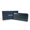 Prada 2ML317 Logo City Sports Zip Around Long Wallet Leather Black/blue