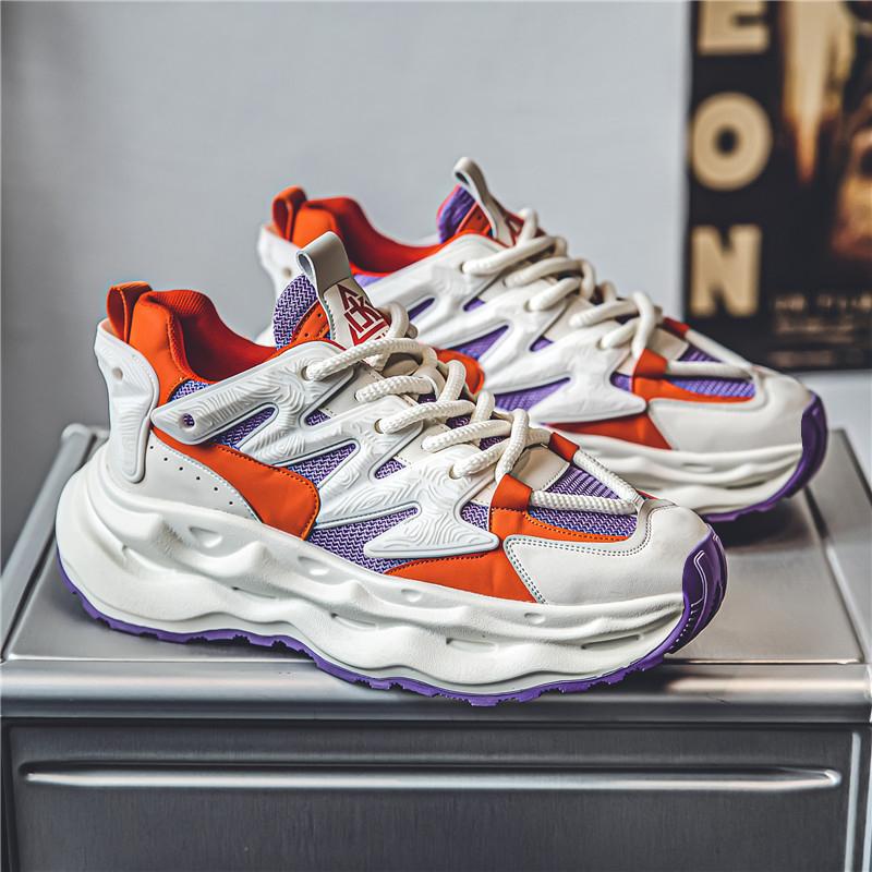 Color Block Design Men Height Increasing Shoes Luxury Casual Sneakers Men Platform Trainers Fashion Thick Sole Sneakers Man