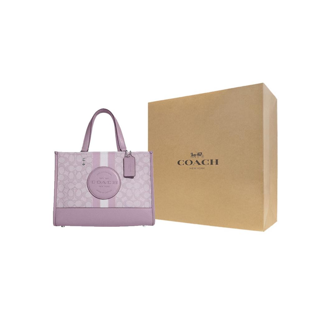 New COACH Dempsey Fabric With Cow Leather Tote Bag, Shopping Bag, Handbag Large Size Women's Lilac Purple C8448-SVSOT