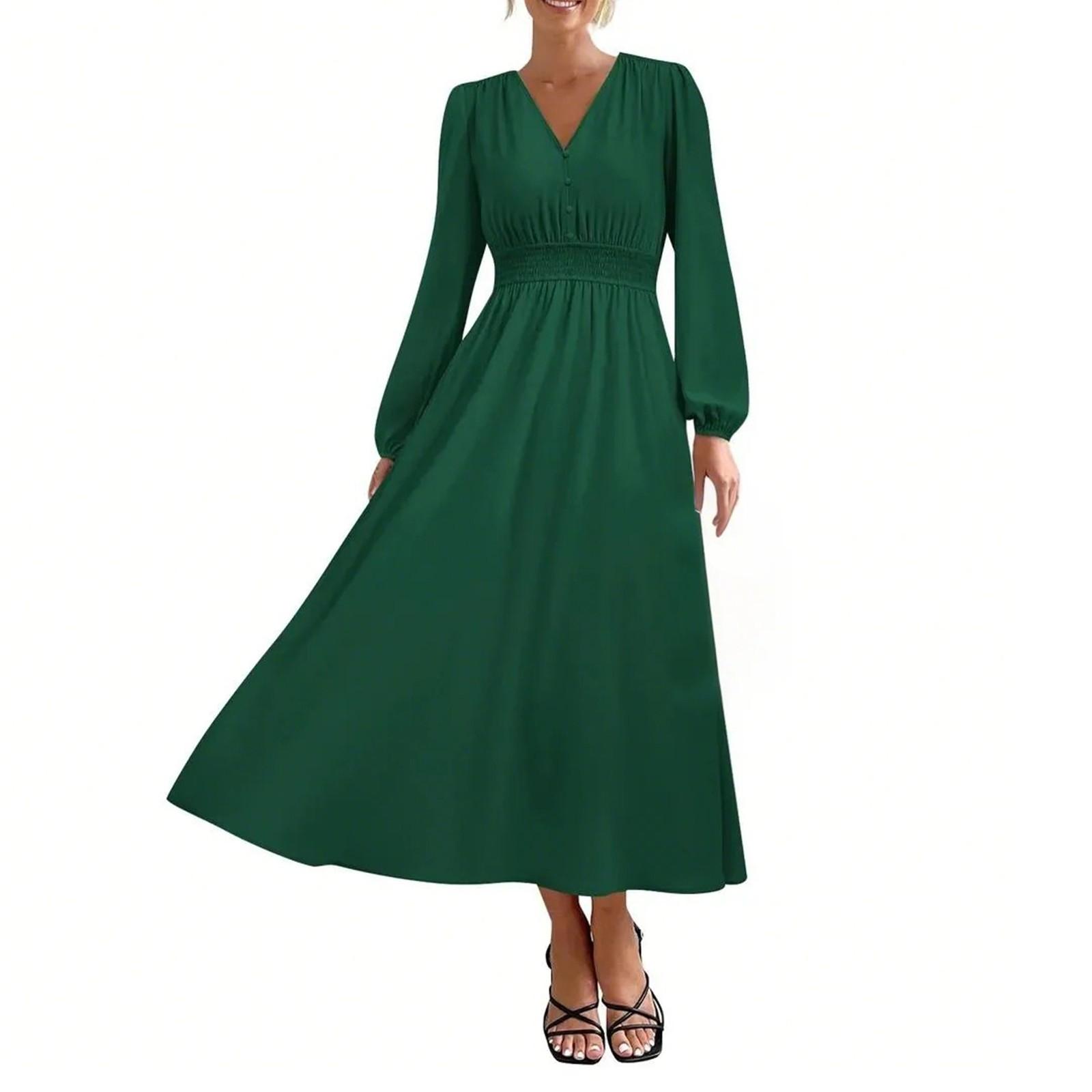 

Женские модные свободные повседневные платья с V-образным вырезом и высокой талией XXL