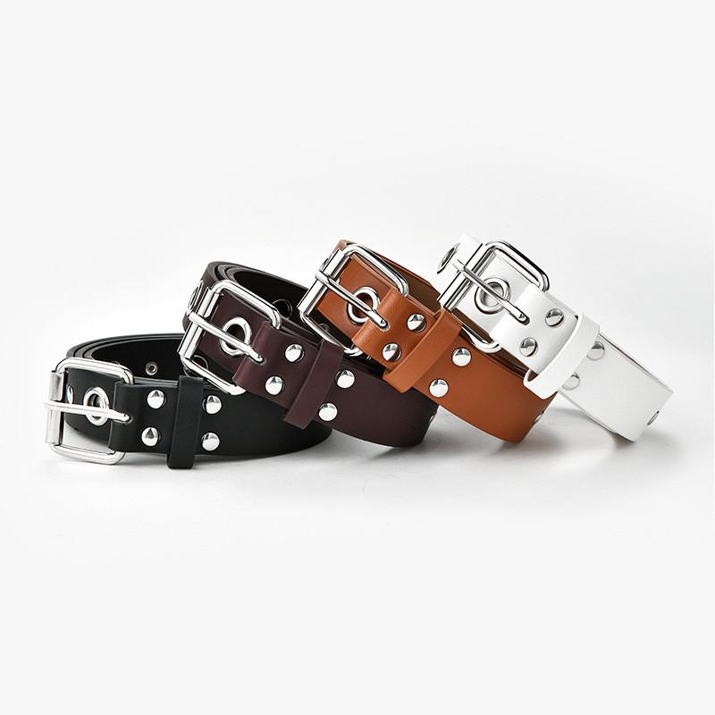 Stylish New Punk Womens Casual Eyelet Buckle Decorative Belt With Rivets And Cutouts