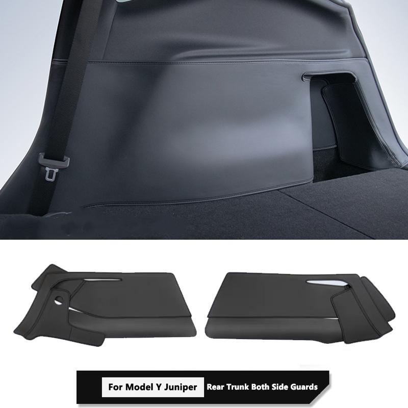 Protezioni Laterali Vano Bagagli Posteriore Per Tesla Model Y Juniper 2025 2026 Superficie in Ecopelle Angoli Protetti Tappetino Bagagliaio Anti-sporco